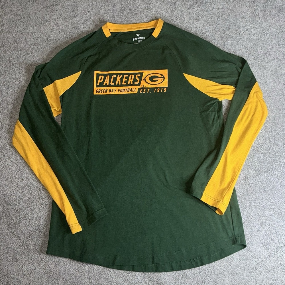 Green Bay Packers Mens Long Sleeve Shirt Green & Gold Men's L